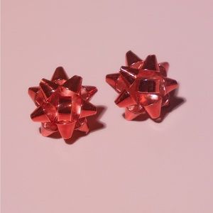Red Gift Bow Earrings